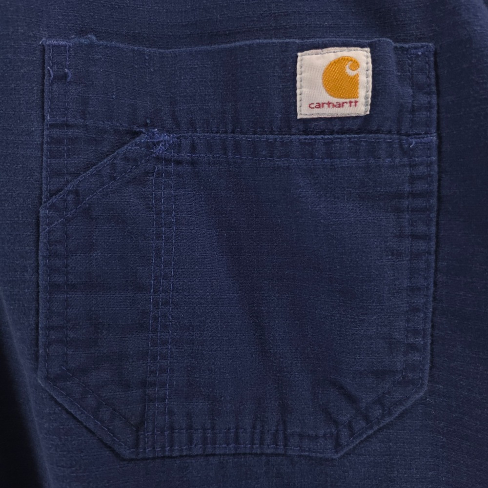 Carhartt Mens Scrub Top‎ Medium Navy Blue Ripstop V-Neck Chest Pocket - Picture 3 of 12